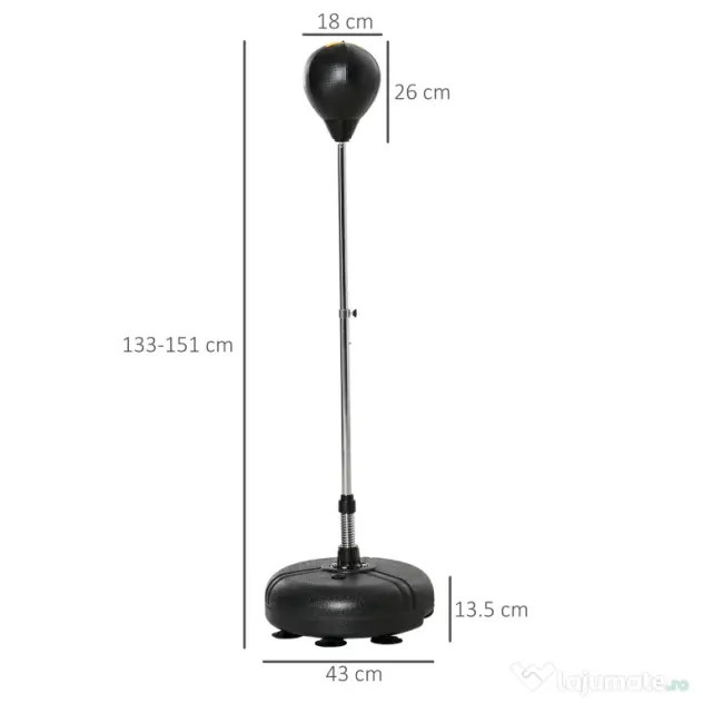 HOMCOM sac de box, 45x45x133-151cm, auriu