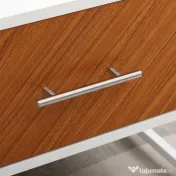 Masuta de cafea moderna HOMCOM, Masa de cocktail rectangulara cu sertare si compartiment de depozitare deschis, Picioare din metal pentru camera de zi