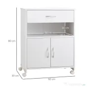 Vinsetto Dulap Imprimanta – Alb, cu Sertar, Raft & Roti 60×39×80 cm