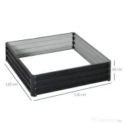 Outsunny Jardiniera Pat de Gradina Inaltat Galvanizat Cadru din Otel pentru Legume Flori Plante Aromatice 120X120X30cm | Aosom Romania