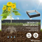 Outsunny Jardiniera Pat de Gradina Inaltat Galvanizat Cadru din Otel pentru Legume Flori Plante Aromatice 120X120X30cm | Aosom Romania