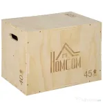 HOMCOM Box Jump cu 3 înălțimi reglabile pentru acasă și sală, din lemn de fag, 45x40x60 cm