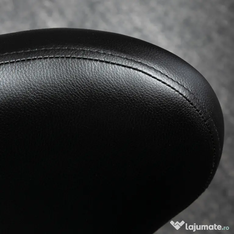 HOMCOM Taburet Rotativ 360° Reglabil, Taburet Cosmetic cu Spătar, din Oțel și Piele Ecologică, Negru | Aosom Romania