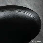 HOMCOM Taburet Rotativ 360° Reglabil, Taburet Cosmetic cu Spătar, din Oțel și Piele Ecologică, Negru