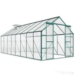 Outsunny Sera din aluminiu kit sera de gradina walk-in din policarbonat cu ventilatie 244 x 500 x 216cm, Transparenta