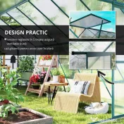Outsunny Sera din aluminiu kit sera de gradina walk-in din policarbonat cu ventilatie 244 x 500 x 216cm, Transparenta 