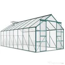 Outsunny Seră din Aluminiu, Seră de Grădină din Policarbonat pentru Plante, Legume, Fructe, 244x500x216 cm, Transparentă | Aosom Romania