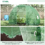 Outsunny Seră Tunel pentru Cultivarea Legumelor și Fructelor, cu Ușă și Ferestre, Copertină PE, Structură Oțel, 150x300x200 cm, Verde | Aosom Romania