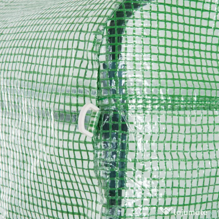 Outsunny Seră Tunel pentru Cultivarea Legumelor și Fructelor, cu Ușă și Ferestre, Copertină PE, Structură Oțel, 150x300x200 cm, Verde | Aosom Romania