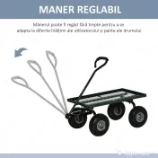 Outsunny Cărucior de grădină din oțel cu capacitate de 150 kg și mâner acoperit, 94x48.5x100 cm, negru și verde 