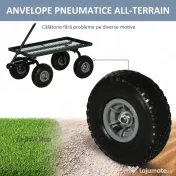 Outsunny Cărucior de grădină din oțel cu capacitate de 150 kg și mâner acoperit, 94x48.5x100 cm, negru și verde 