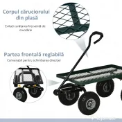 Outsunny Cărucior de grădină din oțel cu capacitate de 150 kg și mâner acoperit, 94x48.5x100 cm, negru și verde 