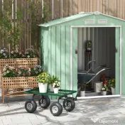 Outsunny Cărucior de grădină din oțel cu capacitate de 150 kg și mâner acoperit, 94x48.5x100 cm, negru și verde 