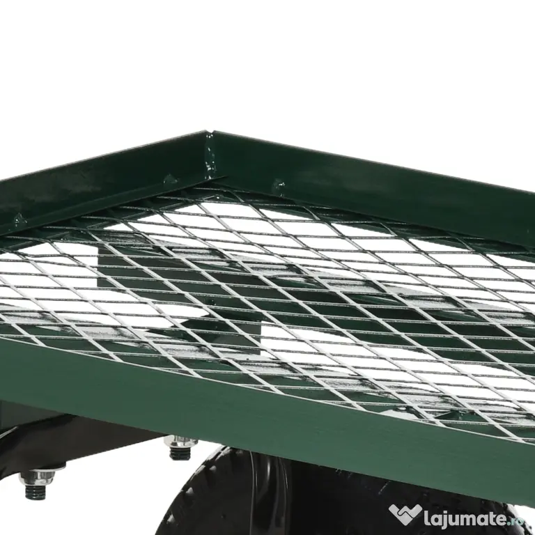 Outsunny Roabă de Grădină cu Mâner și 4 Roți Mari, Capacitate 150 kg, 94x48,5x100 cm, Verde | Aosom Romania