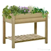 Outsunny Jardiniera Inaltata din Lemn cu Picioare si Polita Inferioara pentru Gradina si Balcon 91x51x76cm 