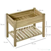 Outsunny Jardiniera Inaltata din Lemn cu Picioare si Polita Inferioara pentru Gradina si Balcon 91x51x76cm 