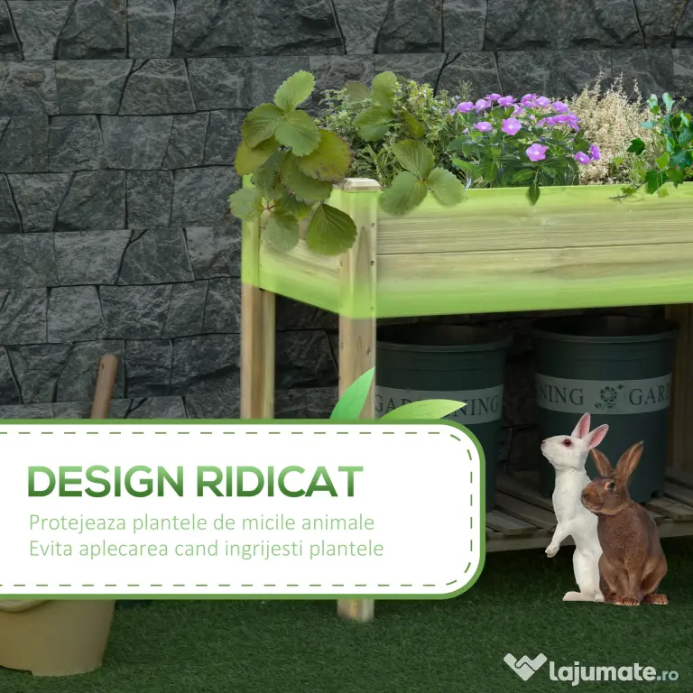 Outsunny Jardinieră Inălțată din Lemn cu Raft Inferior, Ideală pentru Grădină și Balcon, Suport pentru Plante, 91x51x76 cm | Aosom Romania