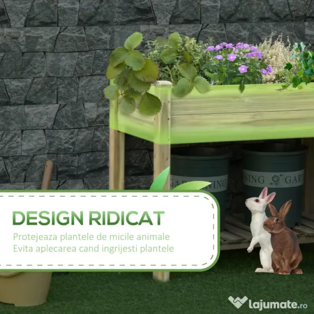 Outsunny Jardinieră Inălțată din Lemn cu Raft Inferior, Ideală pentru Grădină și Balcon, Suport pentru Plante, 91x51x76 cm | Aosom Romania