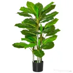 HOMCOM Plantă Artificială cu 33 de Frunze pentru Uz Interior și Exterior cu Ghiveci, Plantă Falsă în PEVA, PE și Ciment, 95 cm, Verde
