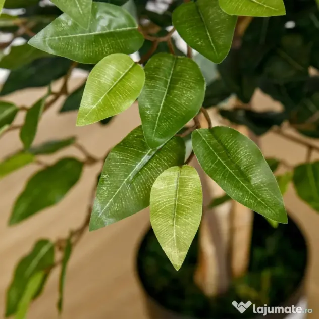 HOMCOM Plantă Ficus Falsă, Plantă Înaltă de 150cm, Plantă Artificială Decorativă pentru Interior și Exterior, Ø17x14.5 cm, Verde