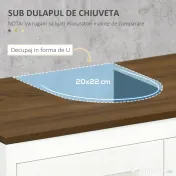 kleankin Dulap sub Chiuvetă pentru Baie, din Lemn, cu Raft Interior Reglabil, 60x30x60 cm, Alb și Nuc 