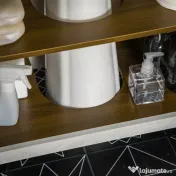 kleankin Dulap sub Chiuvetă pentru Baie, din Lemn, cu Raft Interior Reglabil, 60x30x60 cm, Alb și Nuc 