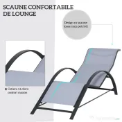Outsunny Set 2 Sezlonguri de Gradina si 1 Masuta cu Raft din Sticla Negru | Aosom Romania