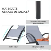 Outsunny Set 2 Sezlonguri de Gradina si 1 Masuta cu Raft din Sticla Negru | Aosom Romania