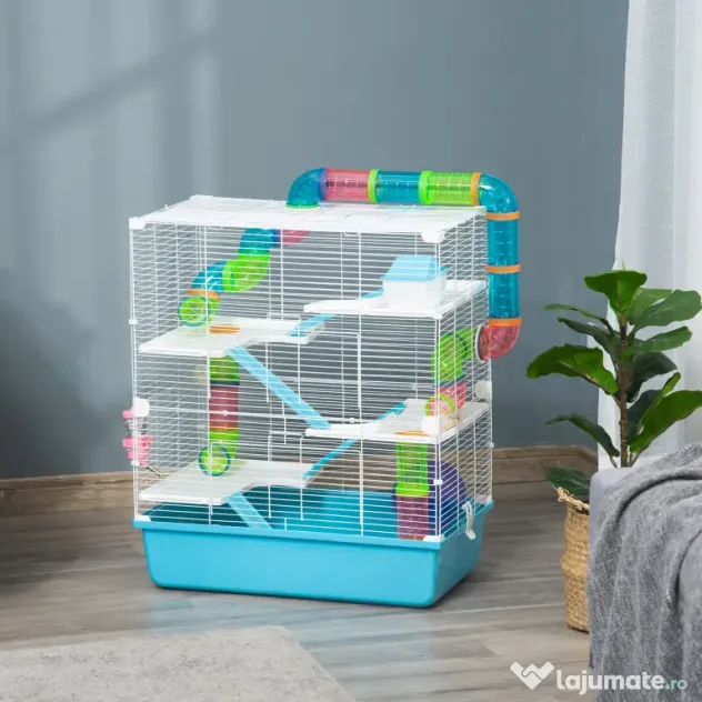 Cusca pentru hamsteri PawHut, refugiu pe 5 niveluri, 59cmx36cmx69cm | Aosom Romania