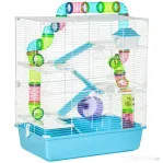 PawHut Cusca mare pentru hamsteri , refugiu pentru gerbili pe 5 niveluri, 59 cm x 36 cm x 69 cm, albastru deschis