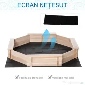 Outsunny Lada de nisip pentru copii cu scaune și acoperire, vârsta 3-8 ani, 139.5x139.5x21.5cm, culoare lemn 