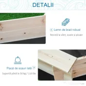 Outsunny Lada de nisip pentru copii cu scaune și acoperire, vârsta 3-8 ani, 139.5x139.5x21.5cm, culoare lemn 