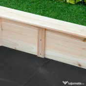 Outsunny Lada de nisip pentru copii cu scaune și acoperire, vârsta 3-8 ani, 139.5x139.5x21.5cm, culoare lemn 