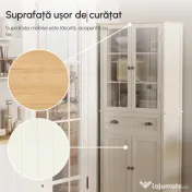 HOMCOM Bufet Independent de Bucatarie, Dulap de Depozitare pe 5 Nivele cu Rafturi Reglabile si Sertar, Alb-Crem 