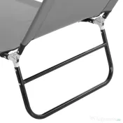 Outsunny Șezlong Pliabil cu Spătar Reglabil în 5 Poziții, Șezlong de Grădină cu Material Respirabil din Țesătură Oxford, pentru Plajă, Piscină, Grădină, 188x56x28 cm, Gri 