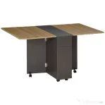 Homcom Masa Pliabila Sufragerie – 140×76×76 cm, Cu Dulap, Sertare & Roti