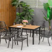 Outsunny Masa Gradina 6 Persoane – Aluminiu & Plastic pentru Exterior 