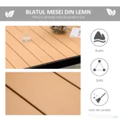 Outsunny Masa Gradina 6 Persoane – Aluminiu & Plastic pentru Exterior 