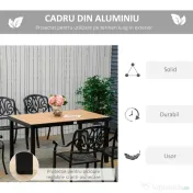 Outsunny Masa Gradina 6 Persoane – Aluminiu & Plastic pentru Exterior 
