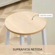 HOMCOM Set 2 scaune de bar, de bucatarie cu suport pentru picioare, alb natural 