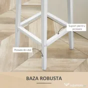 HOMCOM Set 2 scaune de bar, de bucatarie cu suport pentru picioare, alb natural 