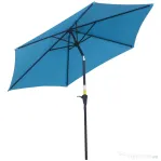Outsunny Umbrelă de grădină Ø2,6x2,4 m cu manivelă și cap înclinabil din aluminiu și poliester, albastră