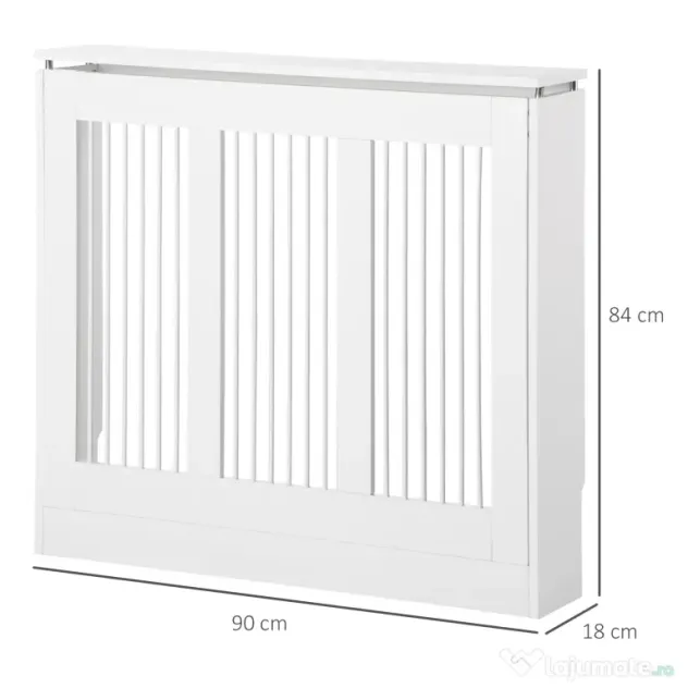 HOMCOM Masca Radiator Moderna din MDF si Otel Alb 90x18x84cm Protectie si Decor pentru Calorifer | Aosom Romania