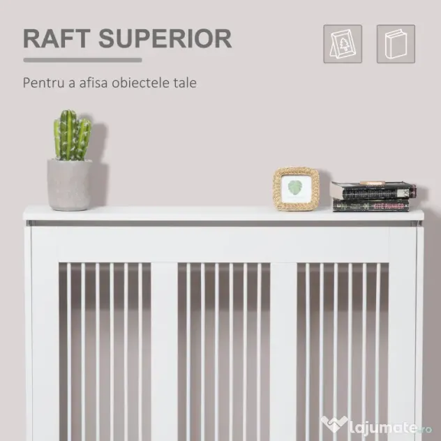 HOMCOM Masca Radiator Moderna din MDF si Otel Alb 90x18x84cm Protectie si Decor pentru Calorifer | Aosom Romania