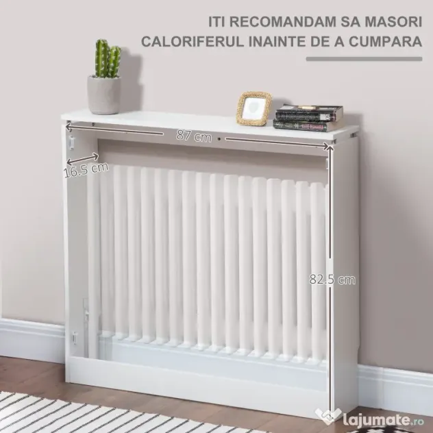 HOMCOM Masca Radiator Moderna din MDF si Otel Alb 90x18x84cm Protectie si Decor pentru Calorifer | Aosom Romania