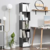 Biblioteca cu 5 rafturi din lemn HOMCOM 33x28x161cm, gri si alb | Aosom Romania 