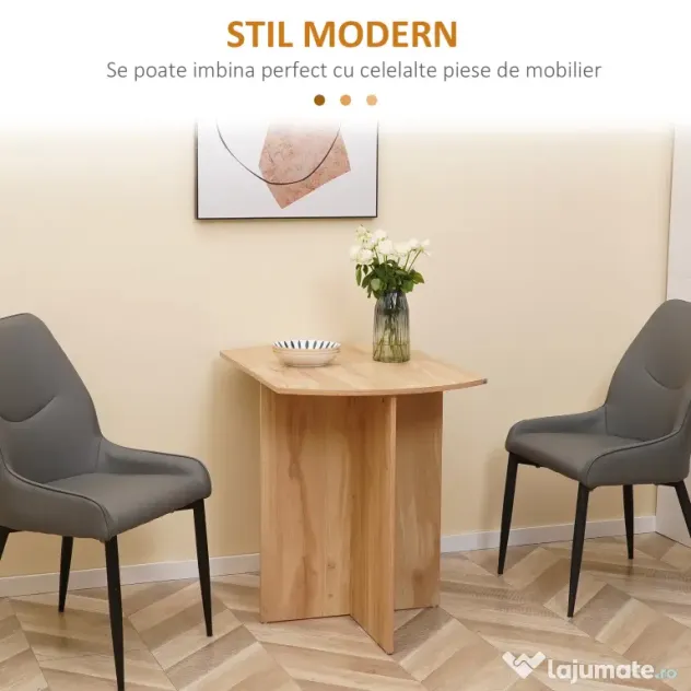Masa pliabila HOMCOM pentru economisirea spatiului din lemn, pliabila, usor de curatat, PAL 90x60x74cm, stejar | Aosom Romania