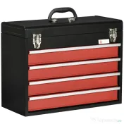 DURHAND Cutie de unelte portabila cu 4 sertare pentru unelte, cutie de unelte metalica cu blocare, 510mm x 220mm x 395mm 