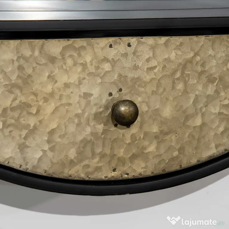 HOMCOM Oglinda de perete rotunda Ø61cm, oglinda decorativa cu sertar si cadru din metal si MDF, negru