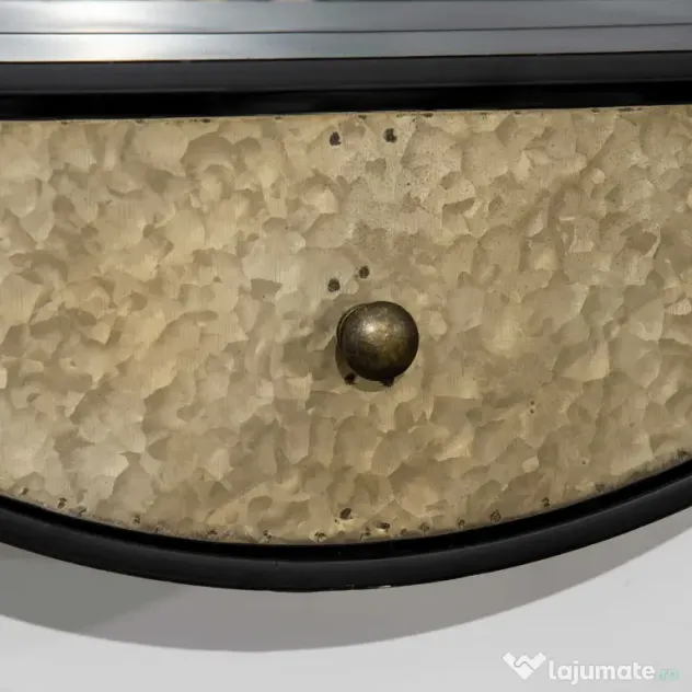 HOMCOM Oglinda de perete rotunda Ø61cm, oglinda decorativa cu sertar si cadru din metal si MDF, negru